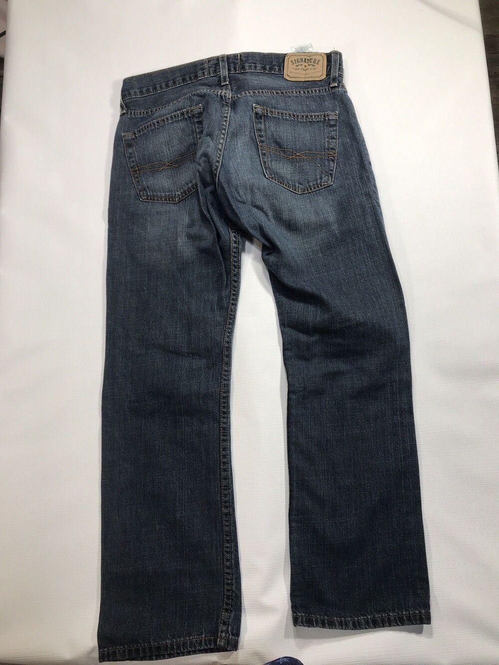 Signature Levis Strauss Jeans Mens 32x30 Blue Dark Wash Cotton Stretch Slim Fit - Picture 6 of 9